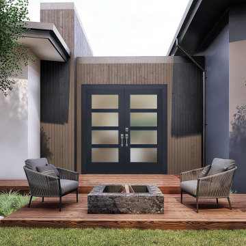 Patio Door Ideas | Porch Inspiration | Wooden Deck | Modern Home | Double Doors