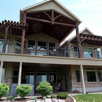 Pavilion with Attached Pergolas Over Porch