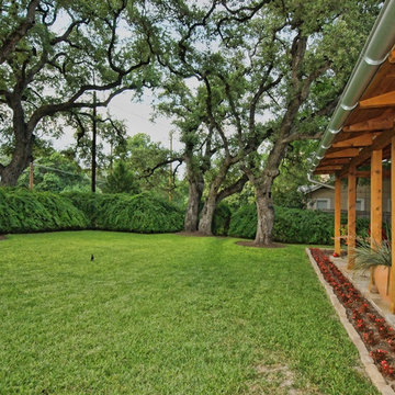 Porch and Yard with view of Old Live Oaks