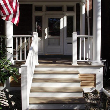 Porch remodel on brick four-square