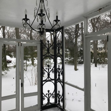 Romantic, White, Screened-in Front Porch