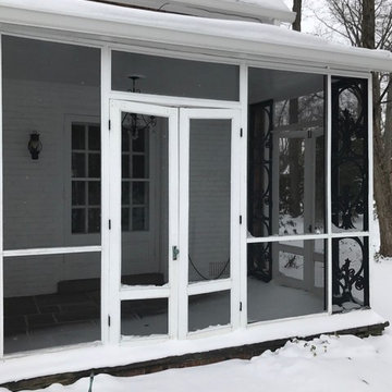 Romantic, White, Screened-in Front Porch
