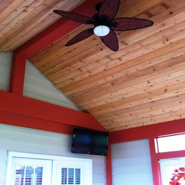 Rustic tongue and groove porch ceiling in Columbus