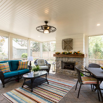 Screen Porch with Fire Place