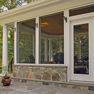 Screen Porch with Stone Base