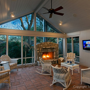 Screened Outdoor Living with Fireplace