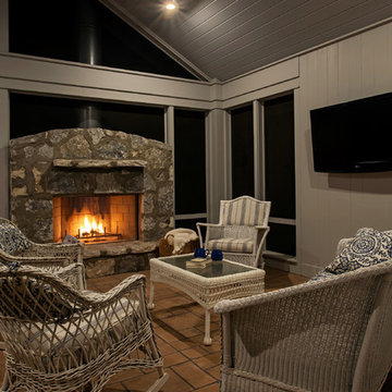Screened Outdoor Living with Fireplace