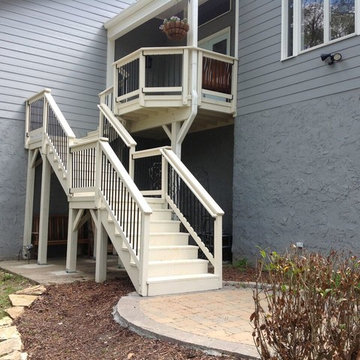 Small Porch with 2-story Stairs