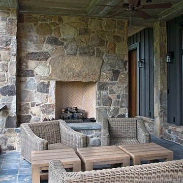 Covered patio + fireplace