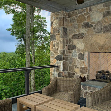 Back patio + fireplace