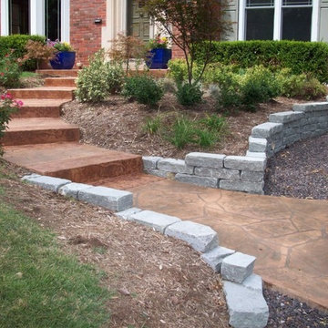 University City, Missouri stamped concrete step set, walkway, and porch with lim