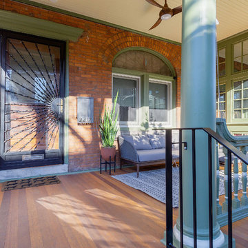 University City, Philadelphia: Sunny Porch Restoration with Earthy Color Scheme