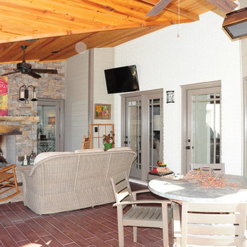 Upstairs Covered Patio w/Fireplace