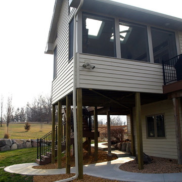 Urbandale Screen Porch with Skylights and Fireplace