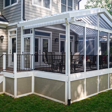Vienna Screened in Porch with Gabled Equinox Adjustable Louvered Roof