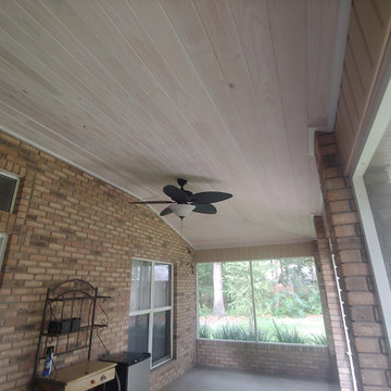 Whitewash porch ceiling