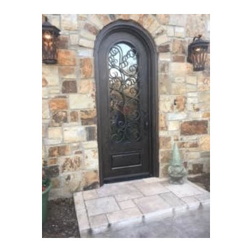 Wood Doors with Wrought Iron