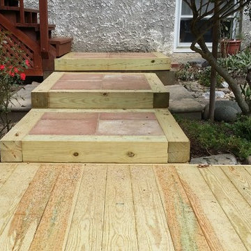 Wood wall and steps