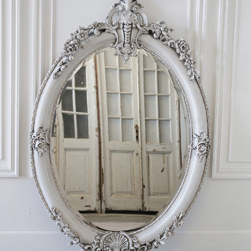 20th Century Carved and Painted Mirror with Roses