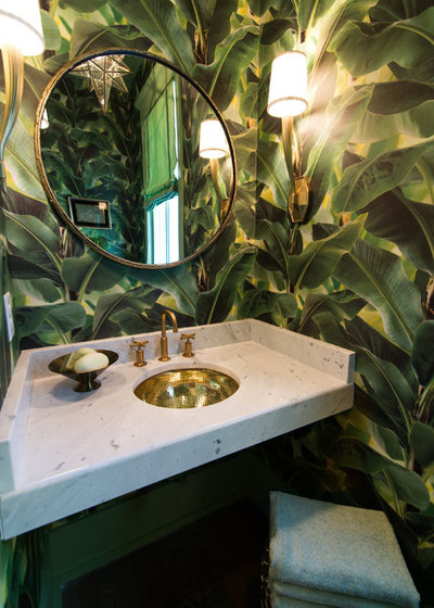 Tropical Powder Room by Our Town Plans