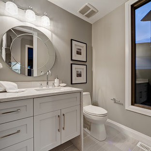 Grey And White Powder Room | Houzz