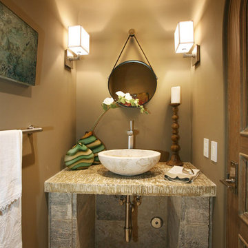 Antique Limestone Powder Room Sink (Mediterranean style)