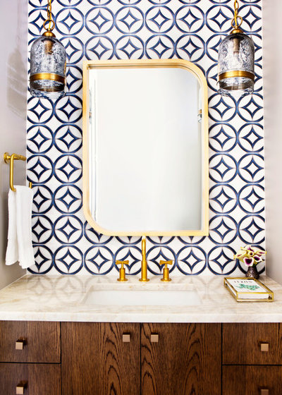 Transitional Powder Room by Etch Design Group