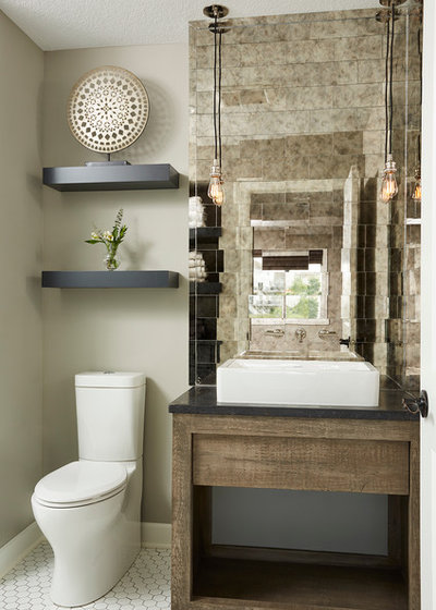 Transitional Powder Room by R|House Design Build