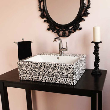 Bathrooms with Flowered Sinks