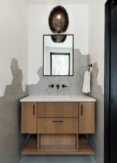 Contemporary Powder Room by Sustainable Nine Design + Build
