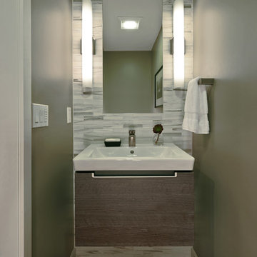 Green Tile Powder Room With Walls, Bathroom Remodel Contractors Berlin Nh