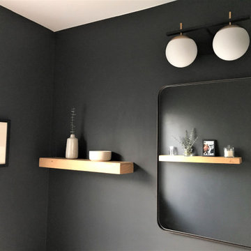 Black modern powder room