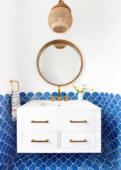 Beach Style Powder Room by Fireclay Tile