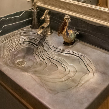 Bold Kitchen Peninsula + Custom Island Inspired Integral Sink