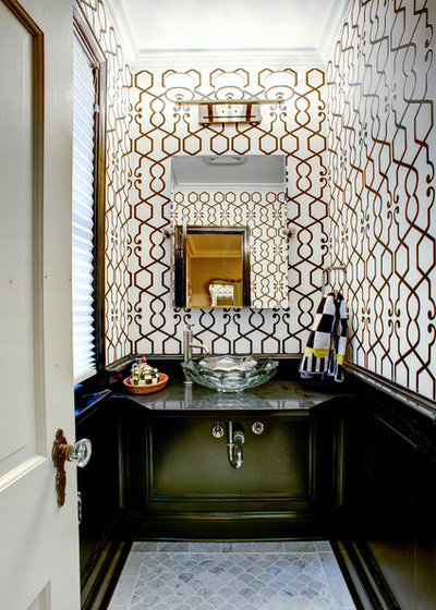 Transitional Powder Room by Atherton Design