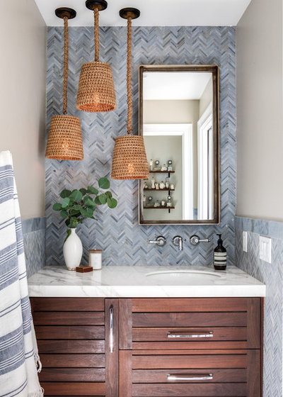 Transitional Powder Room by Morrison Interiors