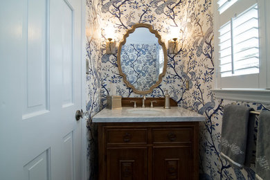 Example of a powder room design in Raleigh