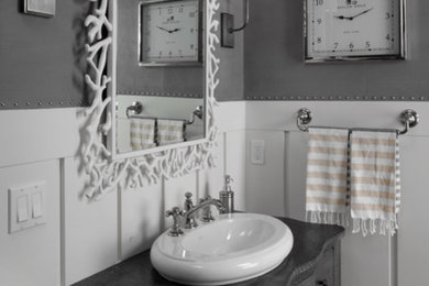 Inspiration for a contemporary powder room remodel in Grand Rapids