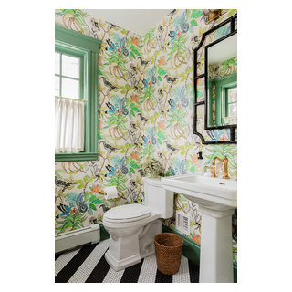 Colorful Kit House Renovation - Transitional - Powder Room - Boston ...