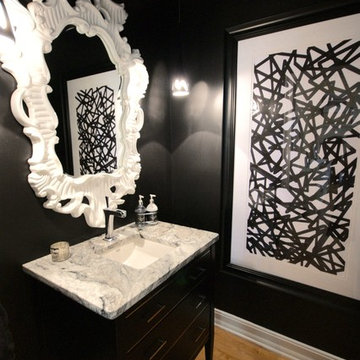 Contemporary Black and White Powder Room