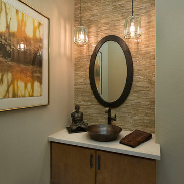 Contemporary Powder Room with Asian Flair
