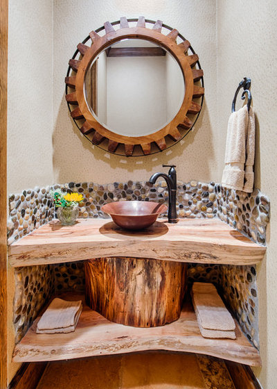 Rustic Powder Room by By Design Interiors, Inc.
