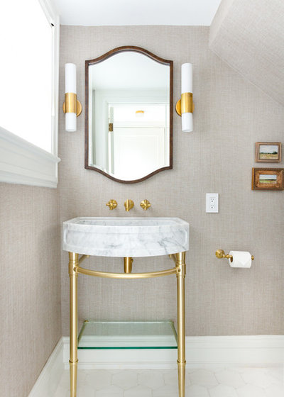Transitional Powder Room by Kitchen Design Concepts