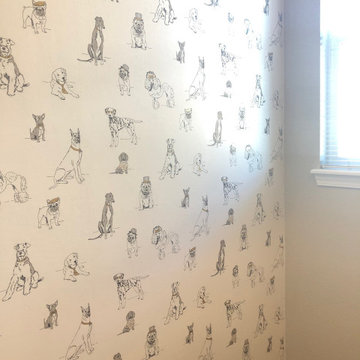 "Dogs' Life" Metallic Wallpaper Installation