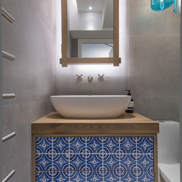 Eclectic Bathroom with Hand-crafted Tiles, Hong Kong