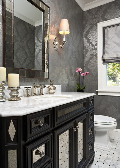 American Traditional Powder Room by Elsie Interiors