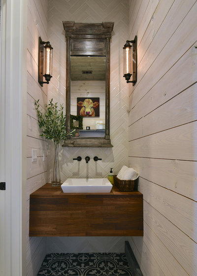 Farmhouse Powder Room by Stacy Alexander Design + Real Estate
