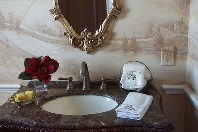 Tuscan powder room photo in Tampa