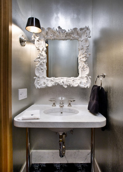 Contemporary Powder Room by lisa rubenstein - real rooms design