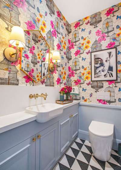 Eclectic Powder Room by Sartorial Interiors